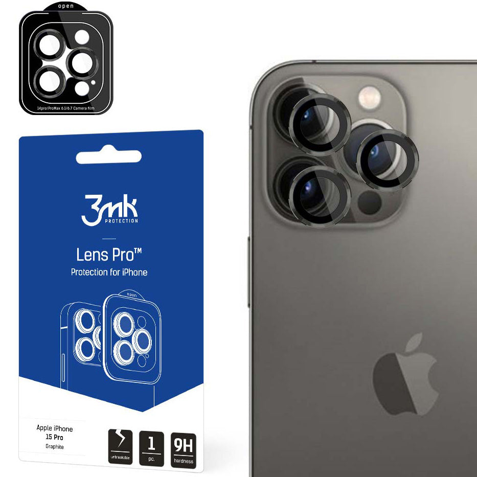 Objektivschutz 3mk Lens Protection Pro für iPhone 15 Pro, Graphitgrau