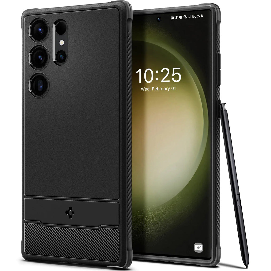 Schutzhülle Spigen Rugged Armor für Galaxy S23 Ultra, Schwarz