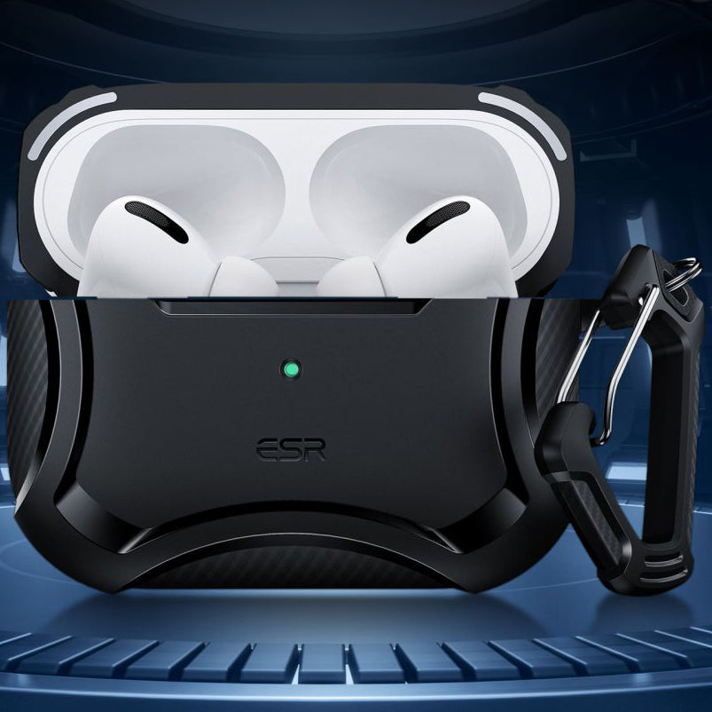 Schutzhülle ESR Cyber Armor Halolock mit MagSafe für Apple AirPods Pro 1 / 2, Schwarz