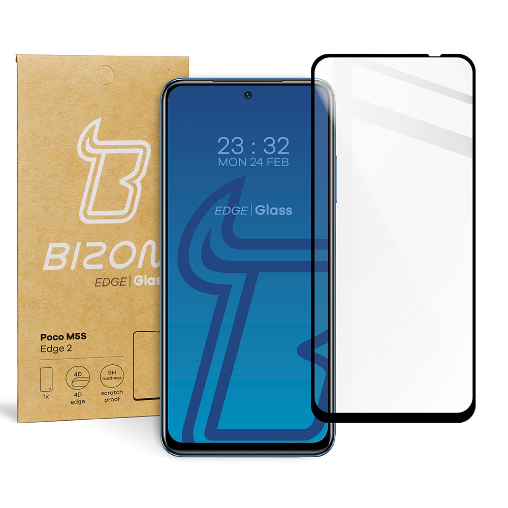 Gehärtetes Glas Bizon Glass Edge für Poco M5s, schwarz