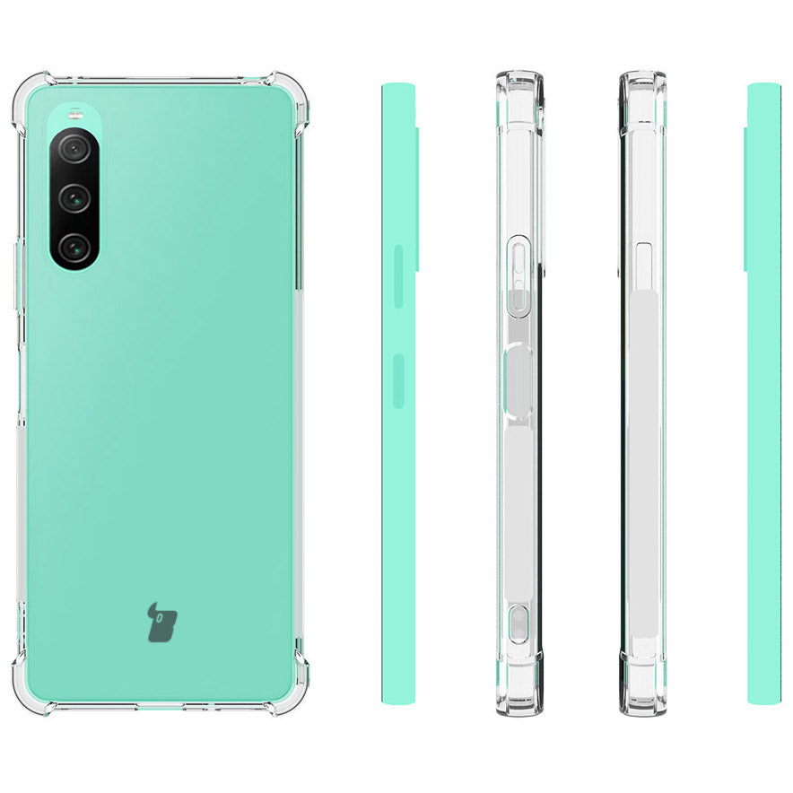Schutzhülle + 2x Glas Bizon Case Clear Pack für Sony Xperia 10 V, Transparent