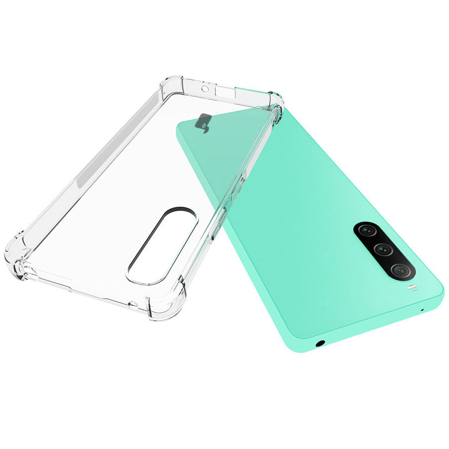 Schutzhülle + 2x Glas Bizon Case Clear Pack für Sony Xperia 10 V, Transparent