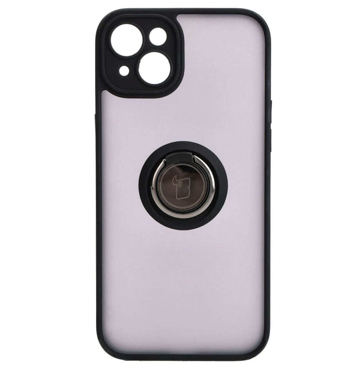 Handyhülle mit Fingergriff für iPhone 15 Plus, Bizon Case Hybrid Ring, getönt mit schwarzem Rahmen