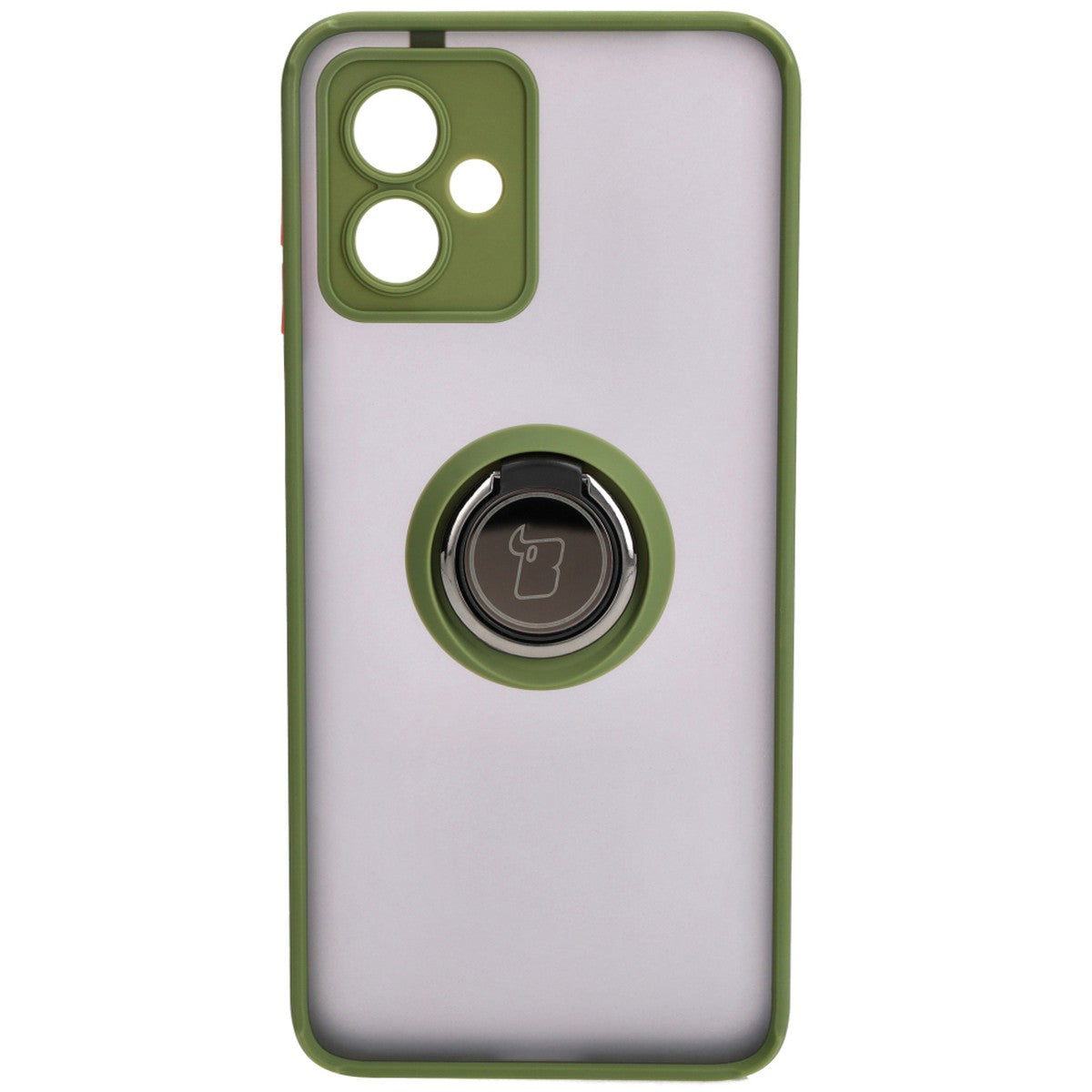 Handyhülle mit Fingergriff für Motorola Moto G14, Bizon Case Hybrid Ring, getönt mit grünem Rahmen