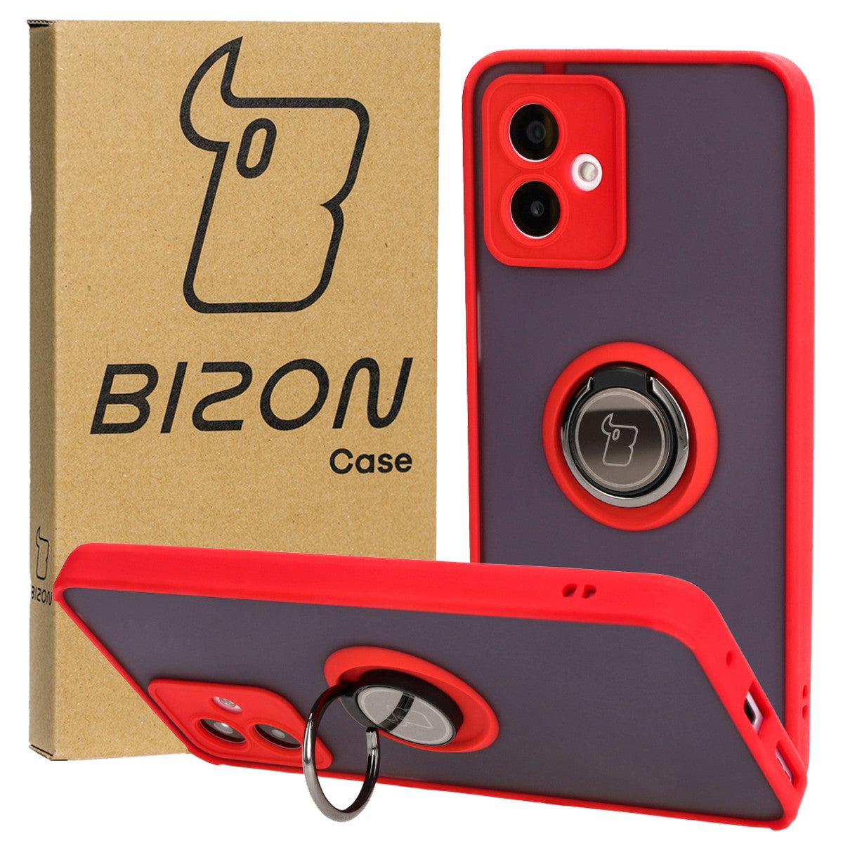 Handyhlle mit Fingergriff fr Motorola Moto G14, Bizon Case Hybrid Ri