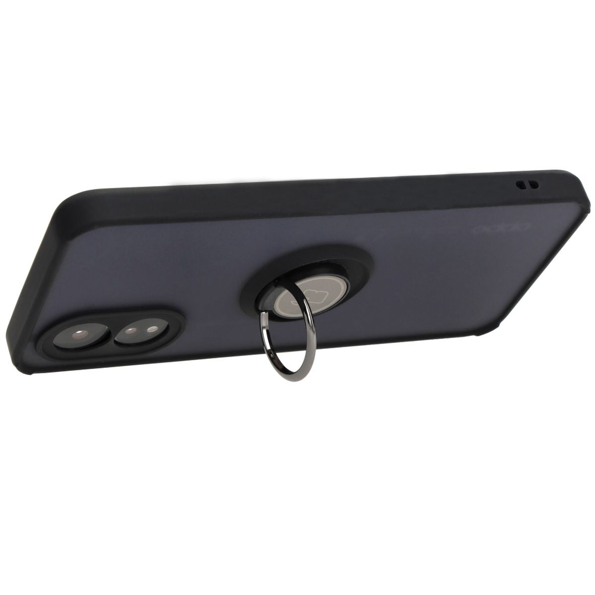 Handyhülle mit Fingergriff für Oppo A38 4G, Bizon Case Hybrid Ring, getönt mit schwarzem Rahmen