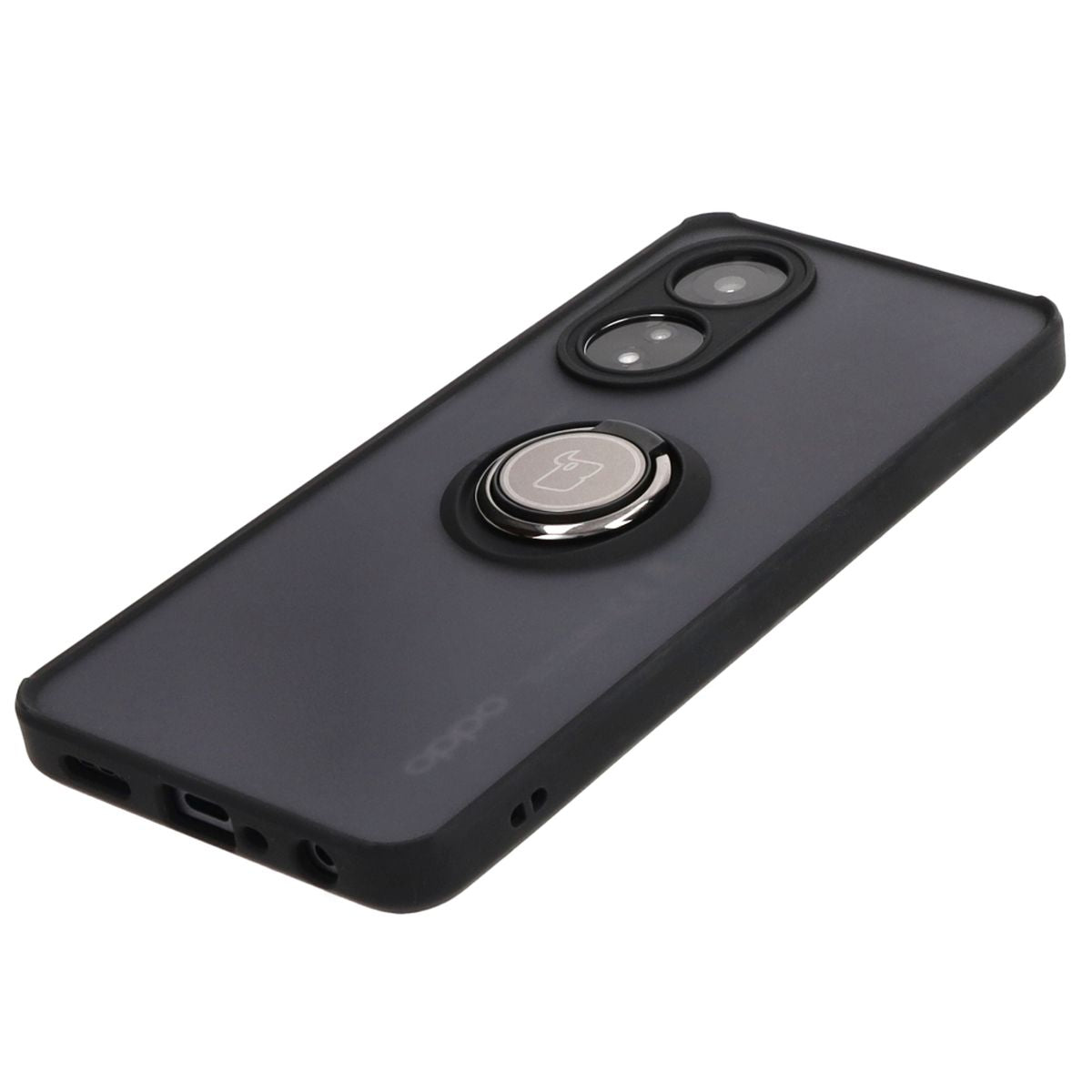 Handyhülle mit Fingergriff für Oppo A58 4G, Bizon Case Hybrid Ring, getönt mit schwarzem Rahmen