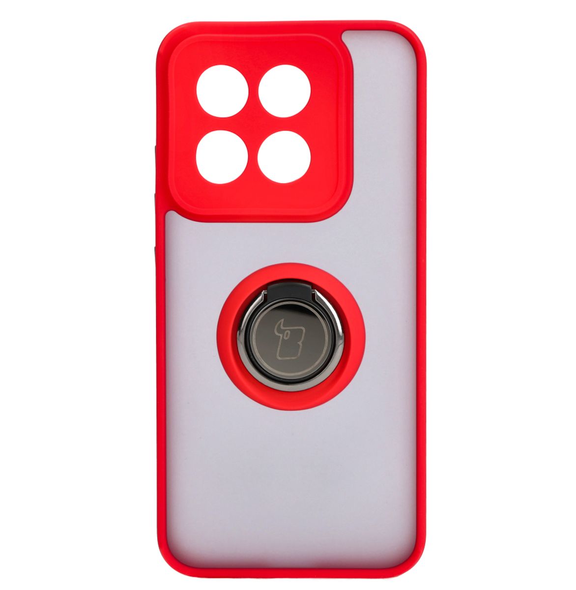 Handyhülle mit Fingergriff für Xiaomi 14, Bizon Case Hybrid Ring, getönt mit rotem Rahmen