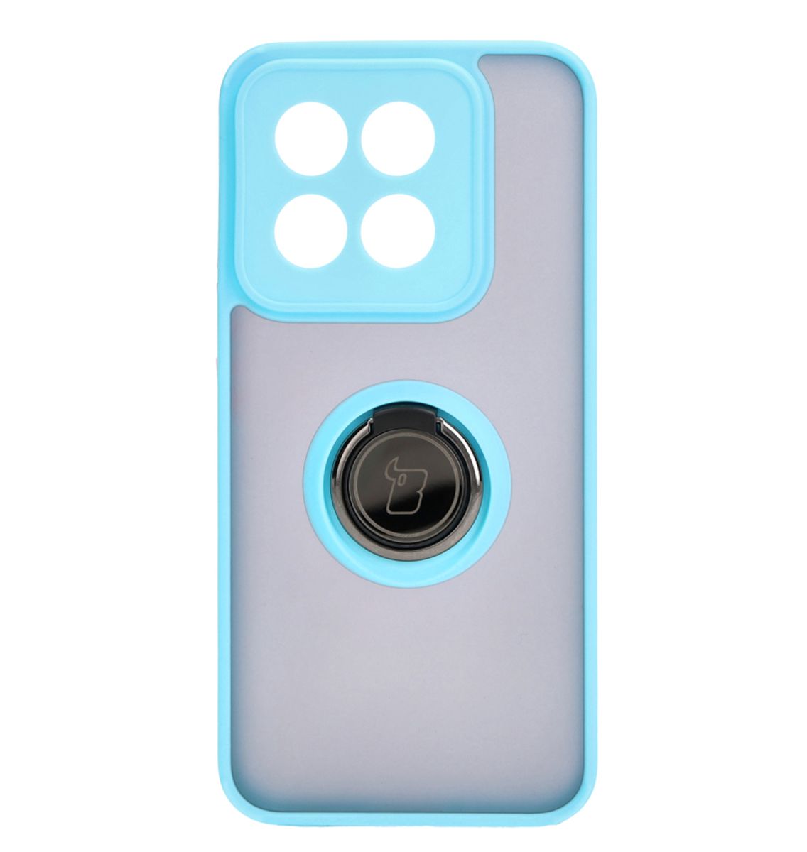 Handyhülle mit Fingergriff für Xiaomi 14, Bizon Case Hybrid Ring, getönt mit hellblauem Rahmen