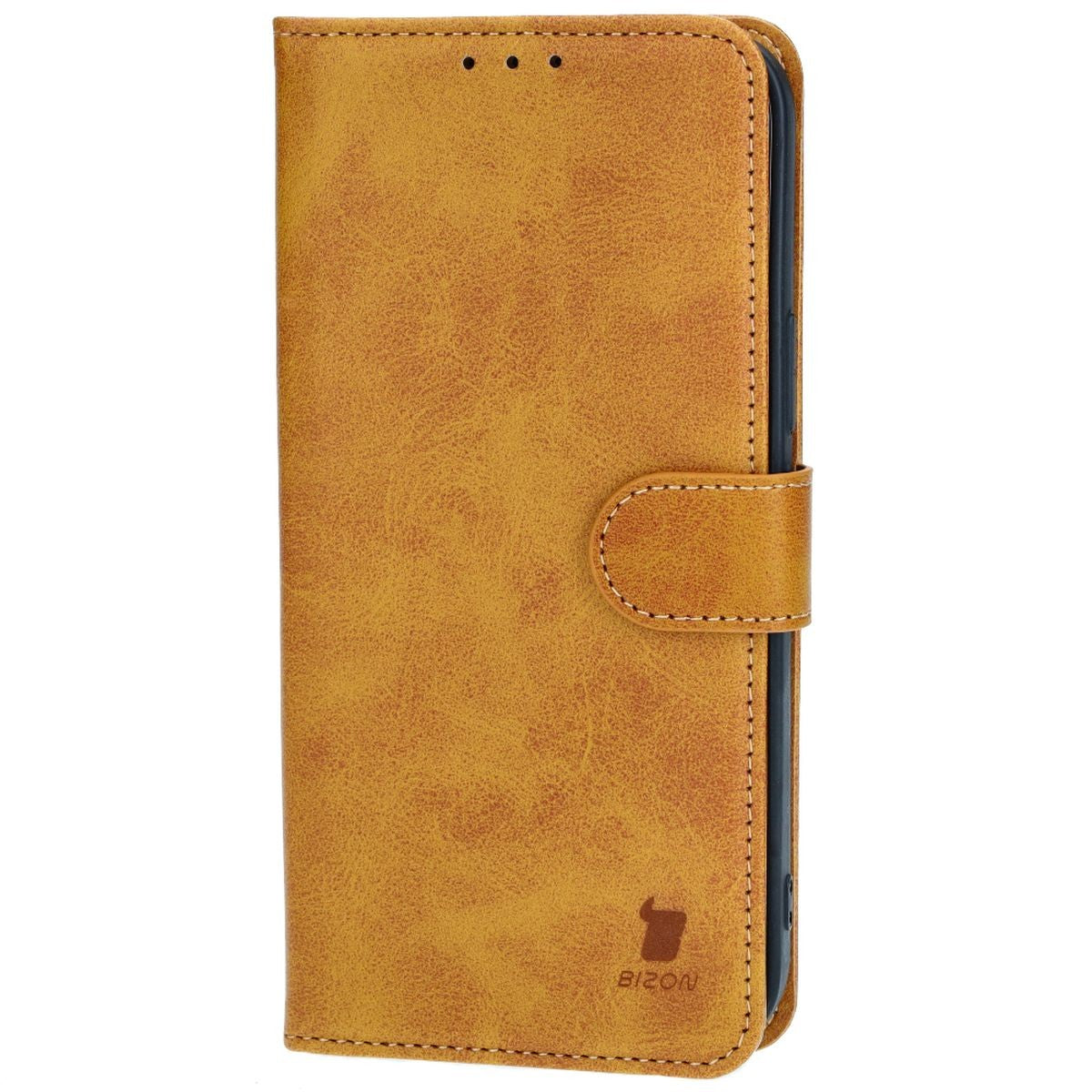 Handyhülle mit Klappe für iPhone 14 Plus, Bizon Case Pocket, Braun