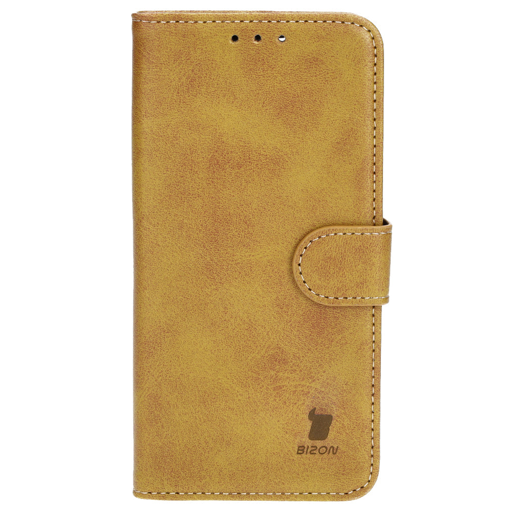Handyhülle mit Klappe für iPhone 14 Pro, Bizon Case Pocket, Braun