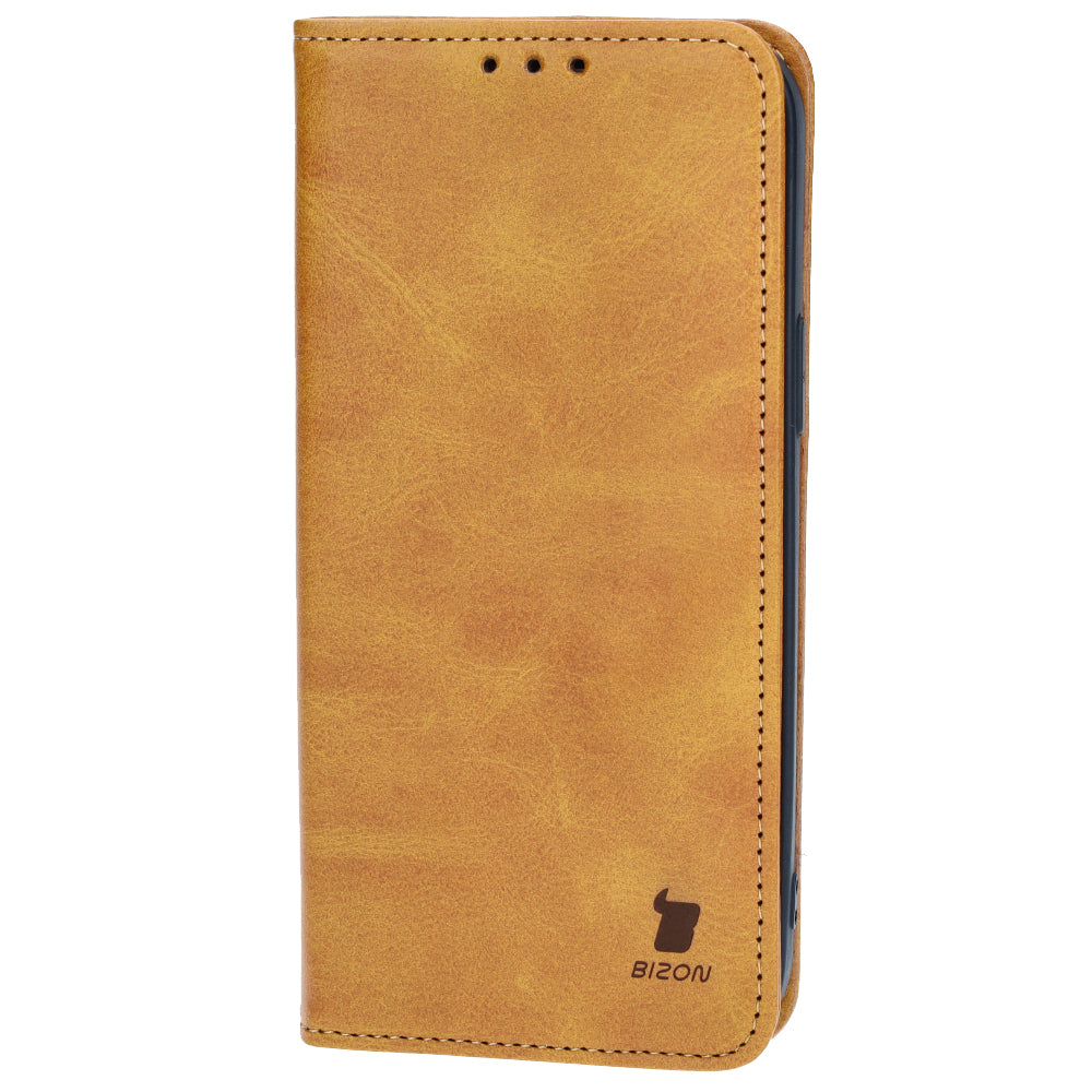 Handyhülle mit Klappe für iPhone 14 Plus, Bizon Case Pocket Pro, Braun