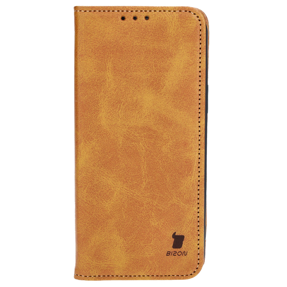 Handyhülle mit Klappe für iPhone 15 Plus, Bizon Case Pocket Pro, Braun