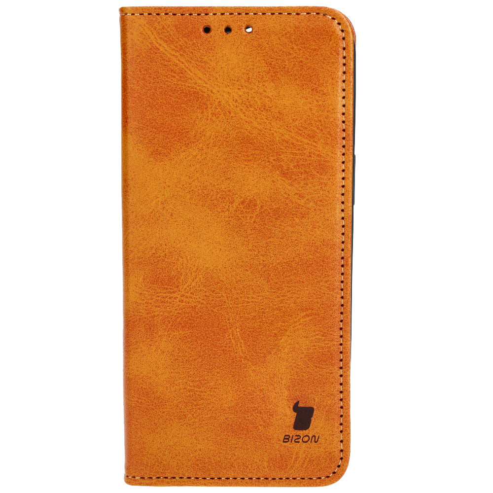 Handyhülle mit Klappe für iPhone 15 Pro Max, Bizon Case Pocket Pro, Braun