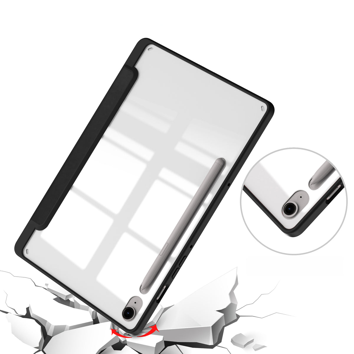 Schutzhülle Bizon Case Tab Clear Matt für Galaxy Tab S10 Lite / S10 FE / S9 / S9 FE, Schwarz