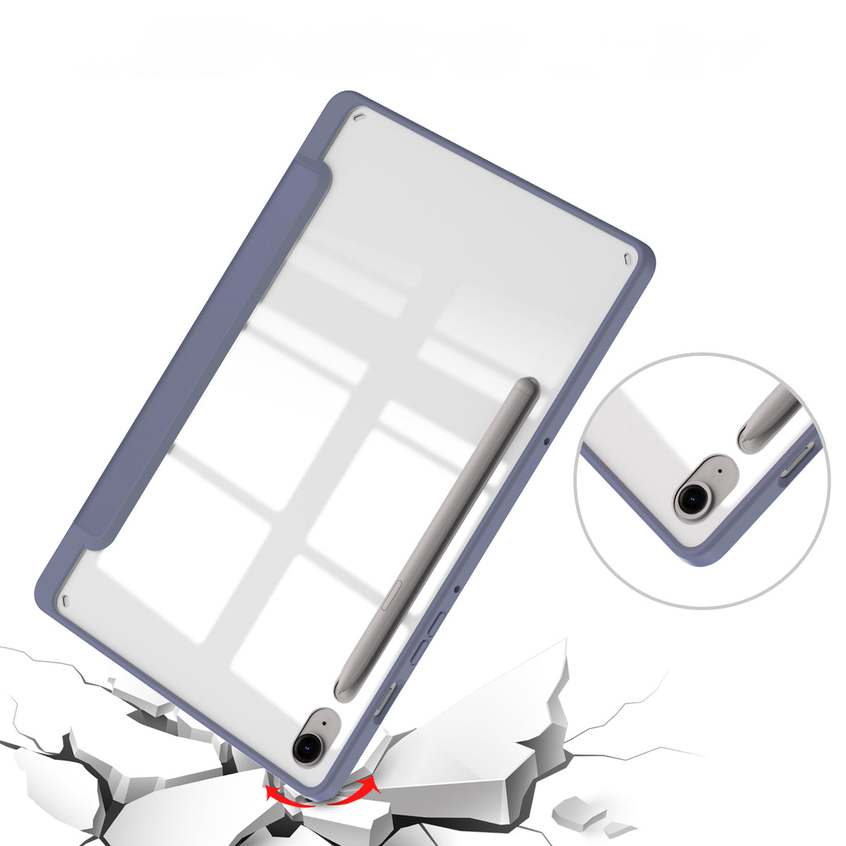 Schutzhülle Bizon Case Tab Clear Matt für Galaxy Tab S10 Lite / S10 FE / S9 / S9 FE, Lavendel