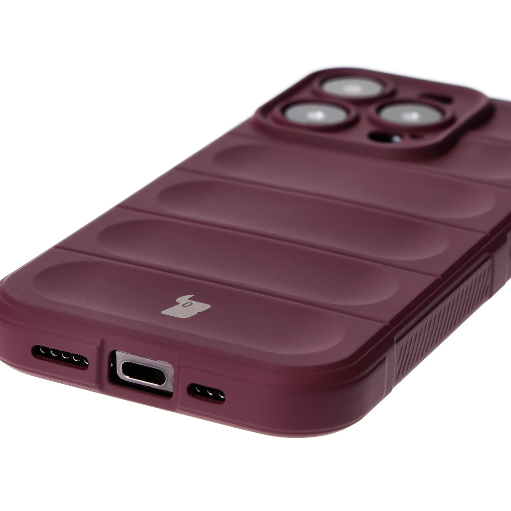 Robuste Handyhülle für iPhone 15 Pro, Bizon Case Tur, Burgunderrot