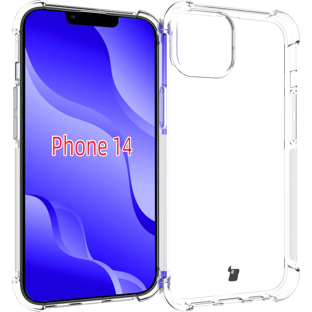 Schutzhülle + 2x Glas + Kameraschutz Bizon Case Clear Pack iPhone 14, Transparent