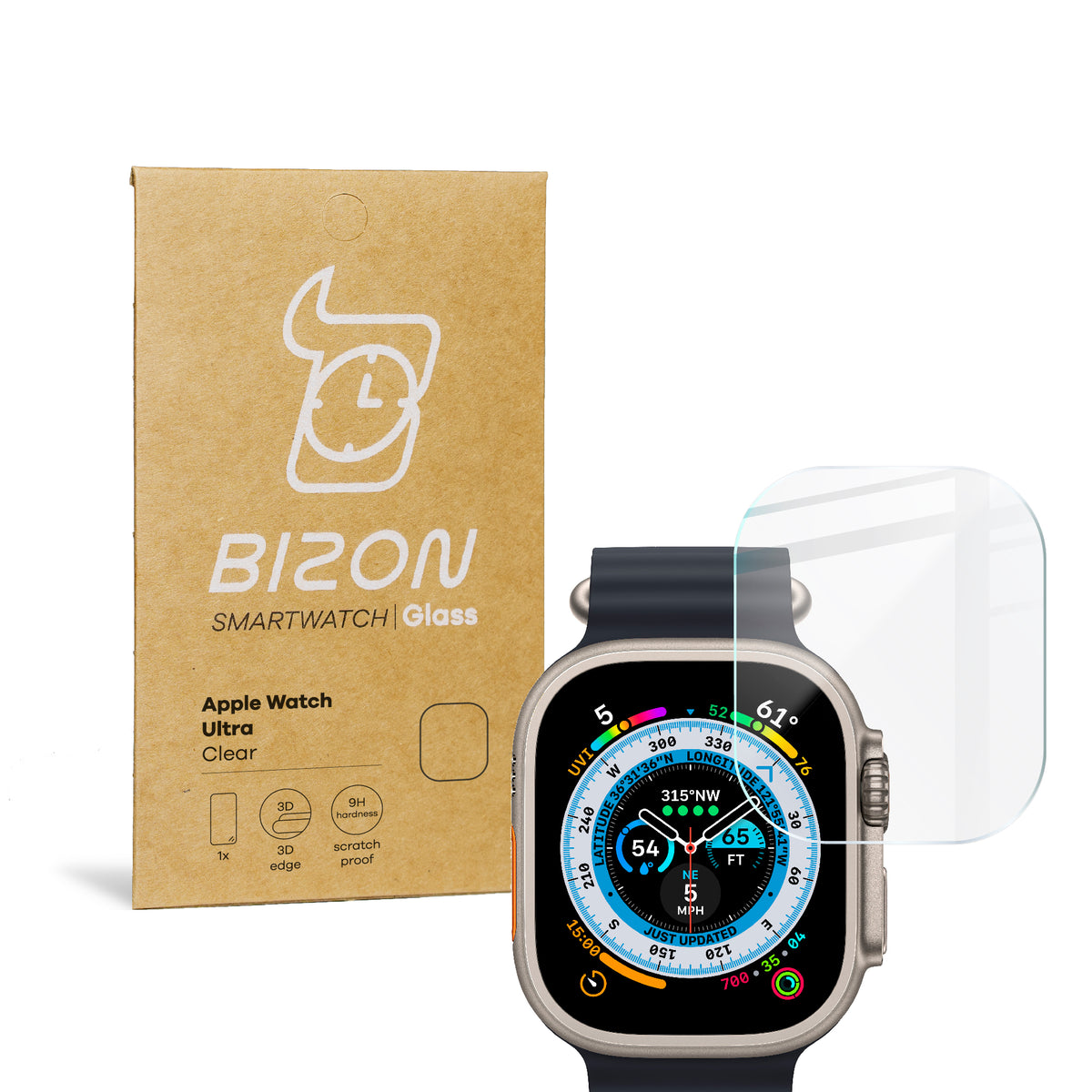 Gehärtetes Glas Bizon Glass Clear für Apple Watch Ultra 2/1 49mm,