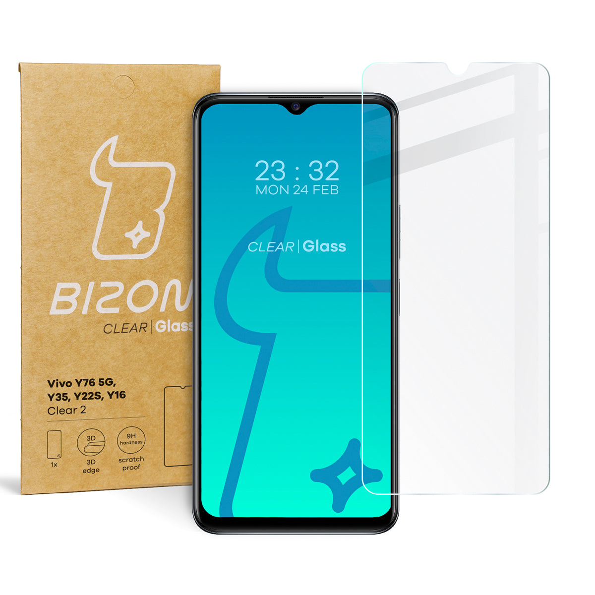 Gehärtetes Glas Bizon Glass Clear, Vivo Y76 5G / Y35 / Y22s / Y16