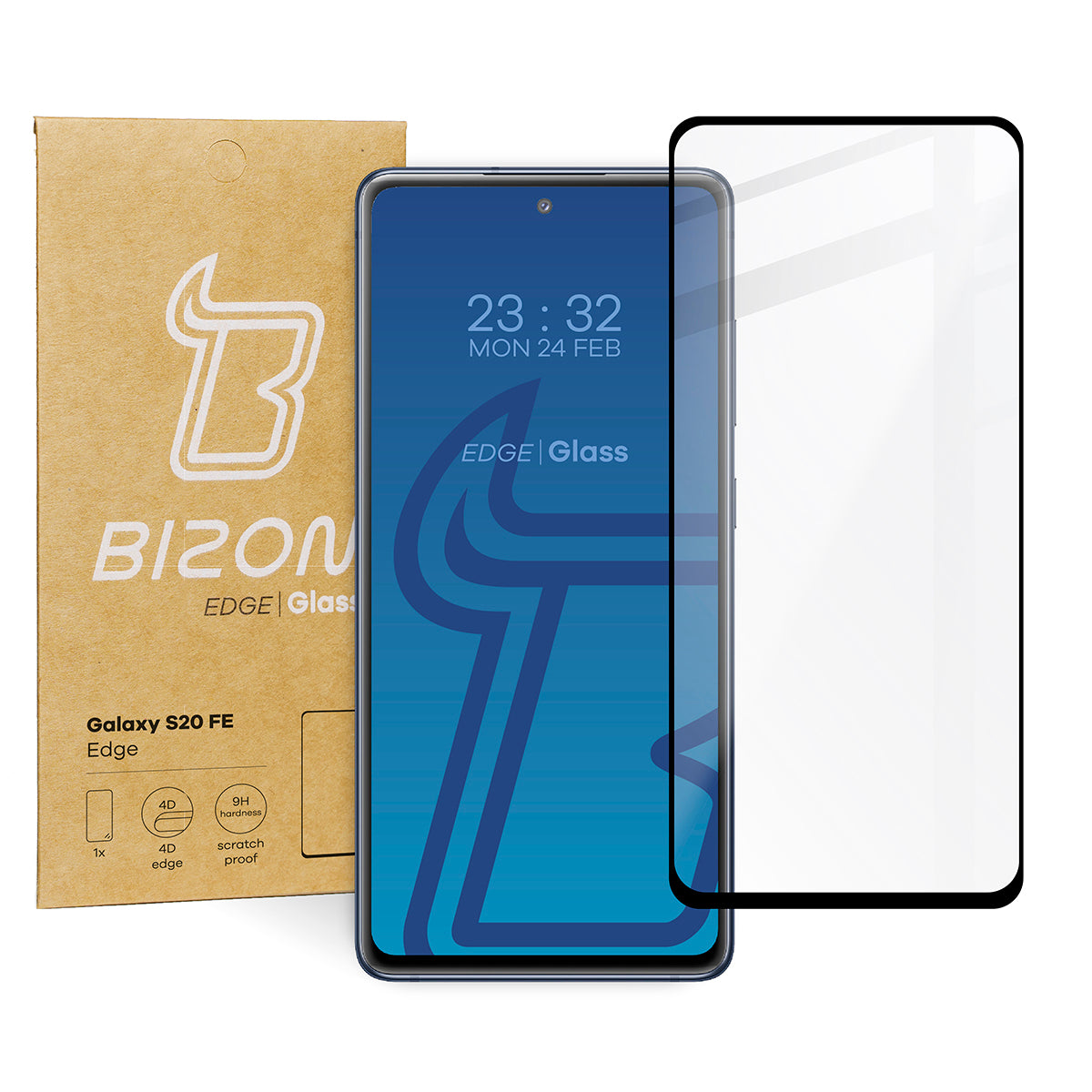 Gehärtetes Glas Bizon Glass Edge für Galaxy S20 FE, schwarzer Rahmen