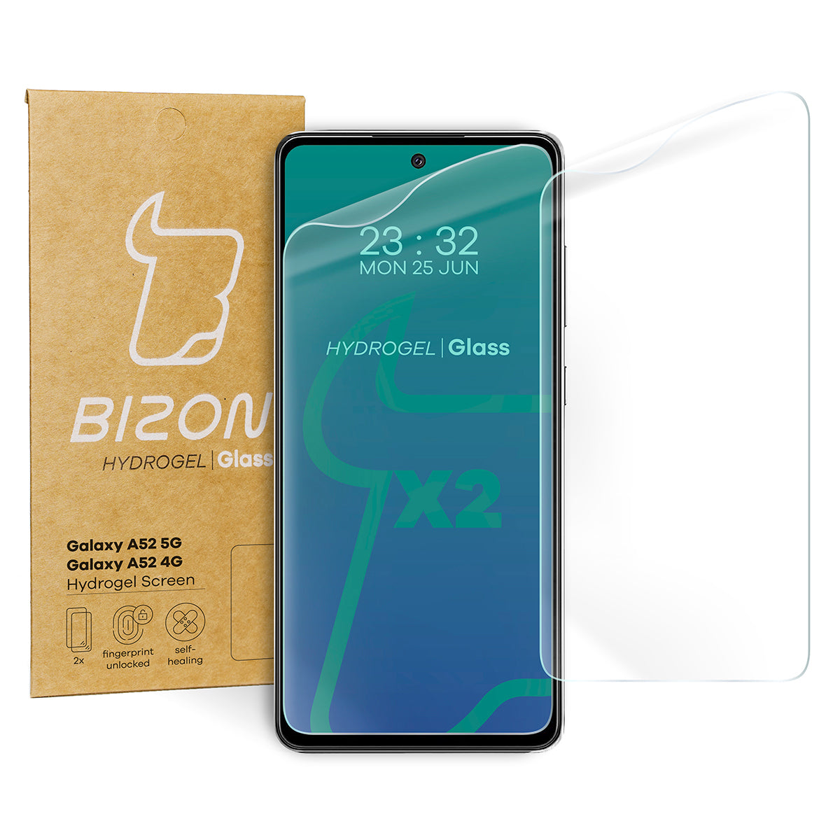 Hydrogel Folie für den Bildschirm Bizon Film Hydrogel Front Duo für Galaxy A52s 5G, A52 4G/5G, 2 Stück