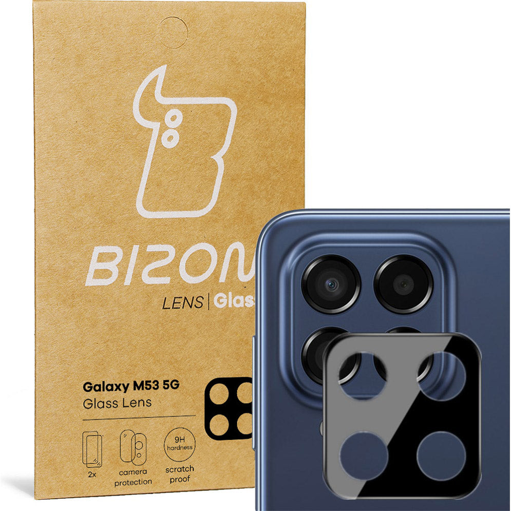 Gehärtetes Glas für die Kamera Bizon Glass Silk Lens für Galaxy M53 5G, 2 Stück