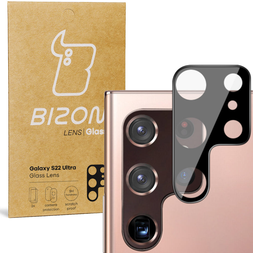 Gehärtetes Glas für die Kamera Bizon Glass Lens für Galaxy S22 Ultra, 2 Stück
