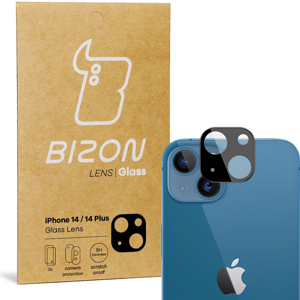 Gehärtetes Glas für die Kamera Bizon Glass Silk Lens für iPhone 14 / 14 Plus, 2 Stück