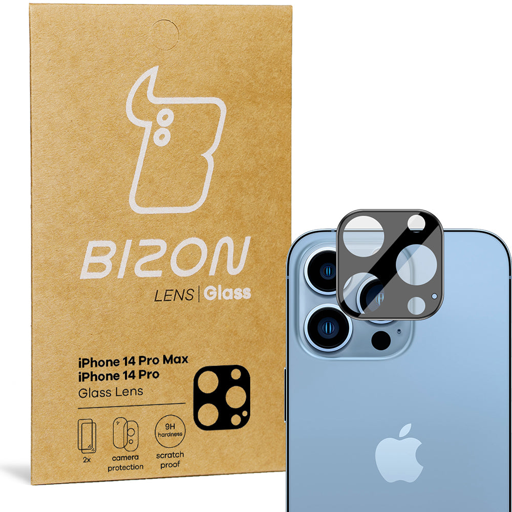 Gehärtetes Glas für die Kamera Bizon Glass Silk Lens für iPhone 14 Pro / 14 Pro Max, 2 Stück