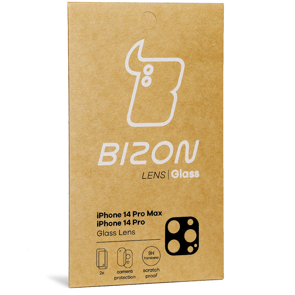 Gehärtetes Glas für die Kamera Bizon Glass Silk Lens für iPhone 14 Pro / 14 Pro Max, 2 Stück