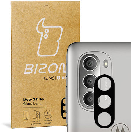 Gehärtetes Glas für die Kamera Bizon Glass Silk Lens für Moto G51 5G, 2 Stück