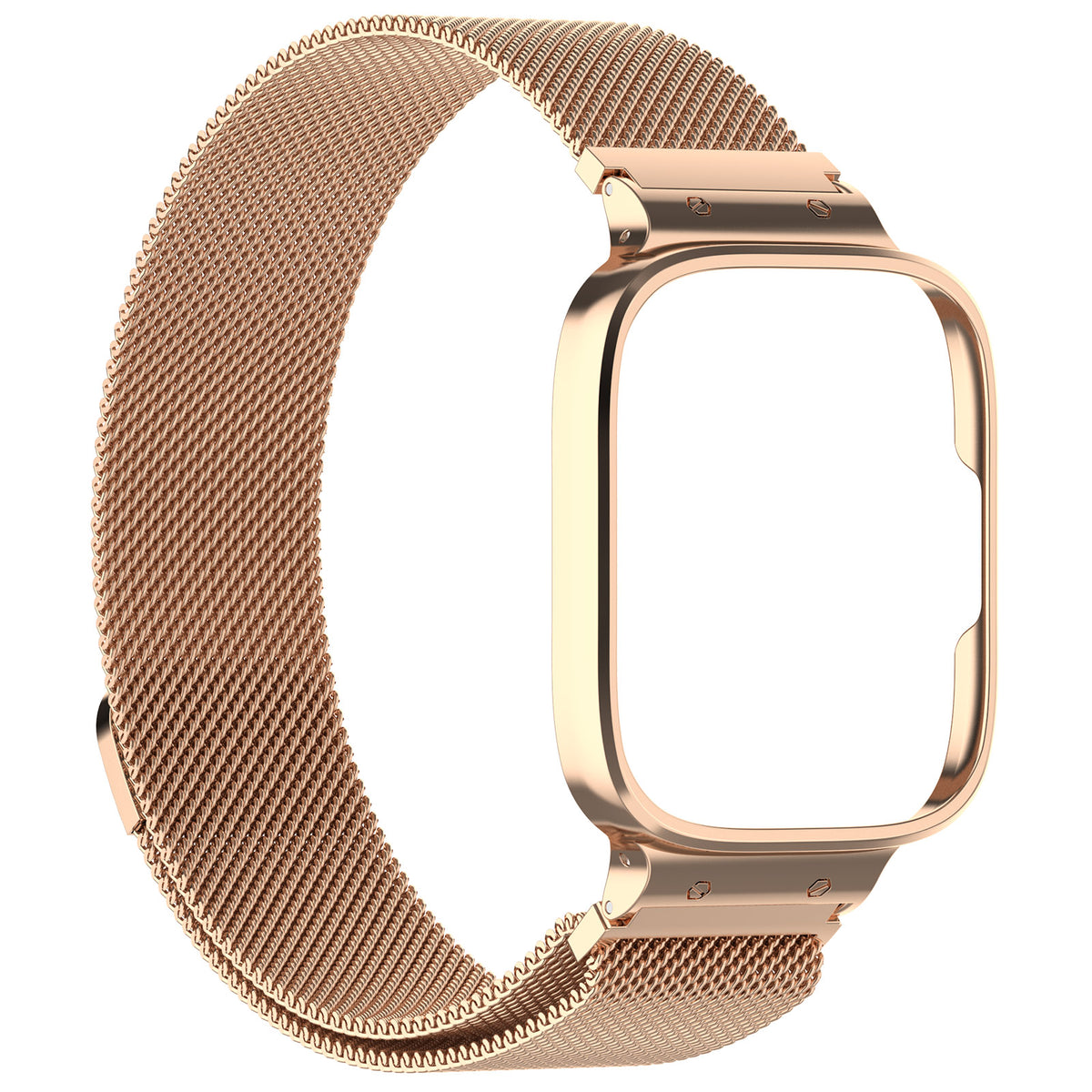 Schutzhülle mit Armband Bizon Strap + Case Watch Chain für Xiaomi Redmi Watch 3 Active, Rosegold