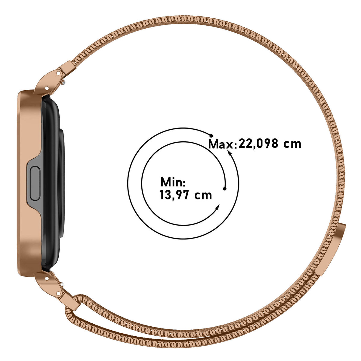 Schutzhülle mit Armband Bizon Strap + Case Watch Chain für Xiaomi Redmi Watch 3 Active, Rosegold