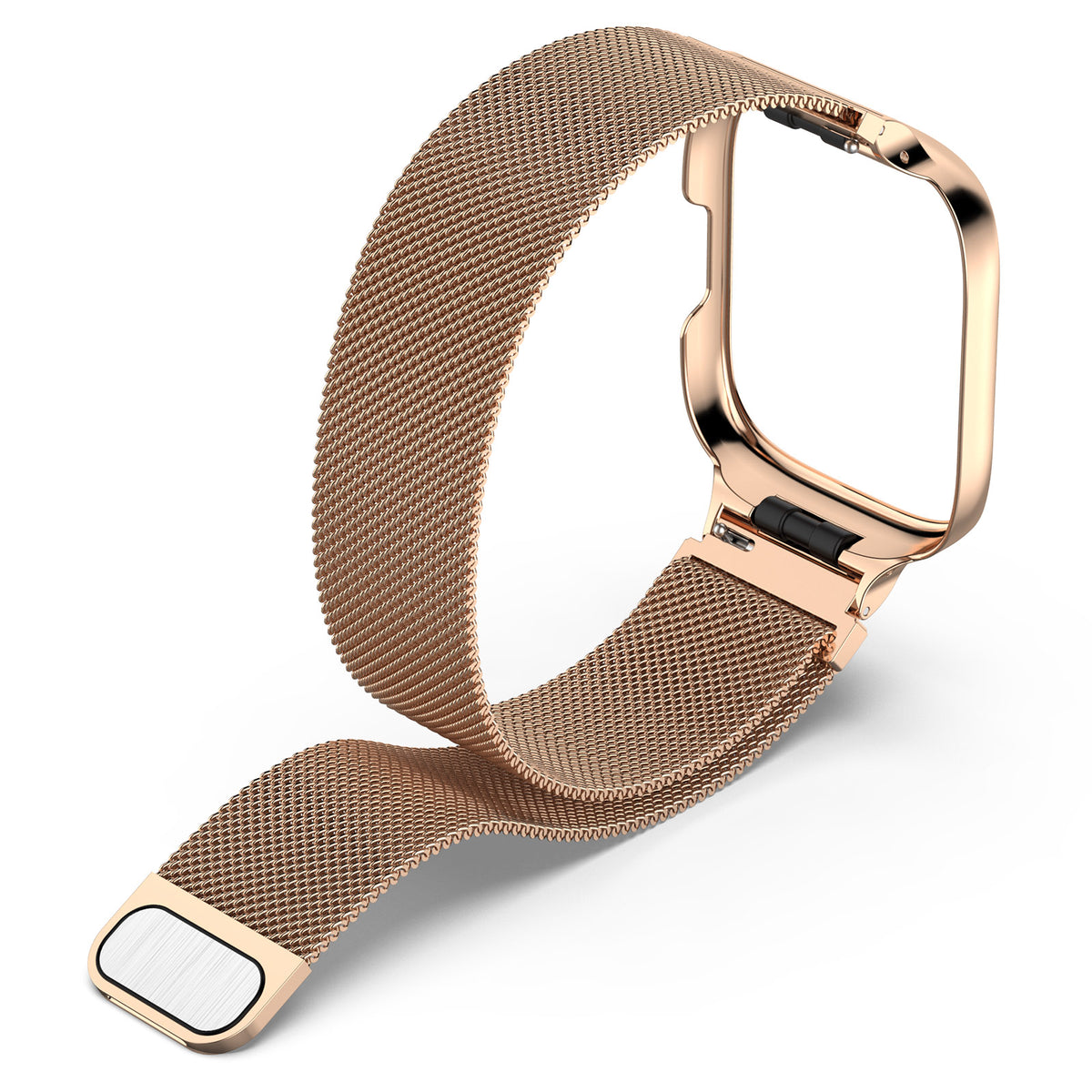 Schutzhülle mit Armband Bizon Strap + Case Watch Chain für Xiaomi Redmi Watch 3 Active, Rosegold