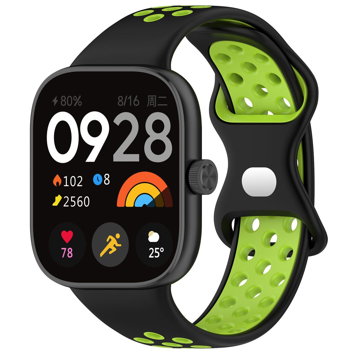 Armband für Xiaomi Redmi Watch 6/5/4 / Smart Band 9/8 Pro, Bizon Strap Watch Octo, Schwarz-Grün