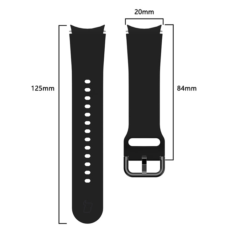 Armband Bizon Strap Watch Silicone für Galaxy Watch 20 mm, Schwarz