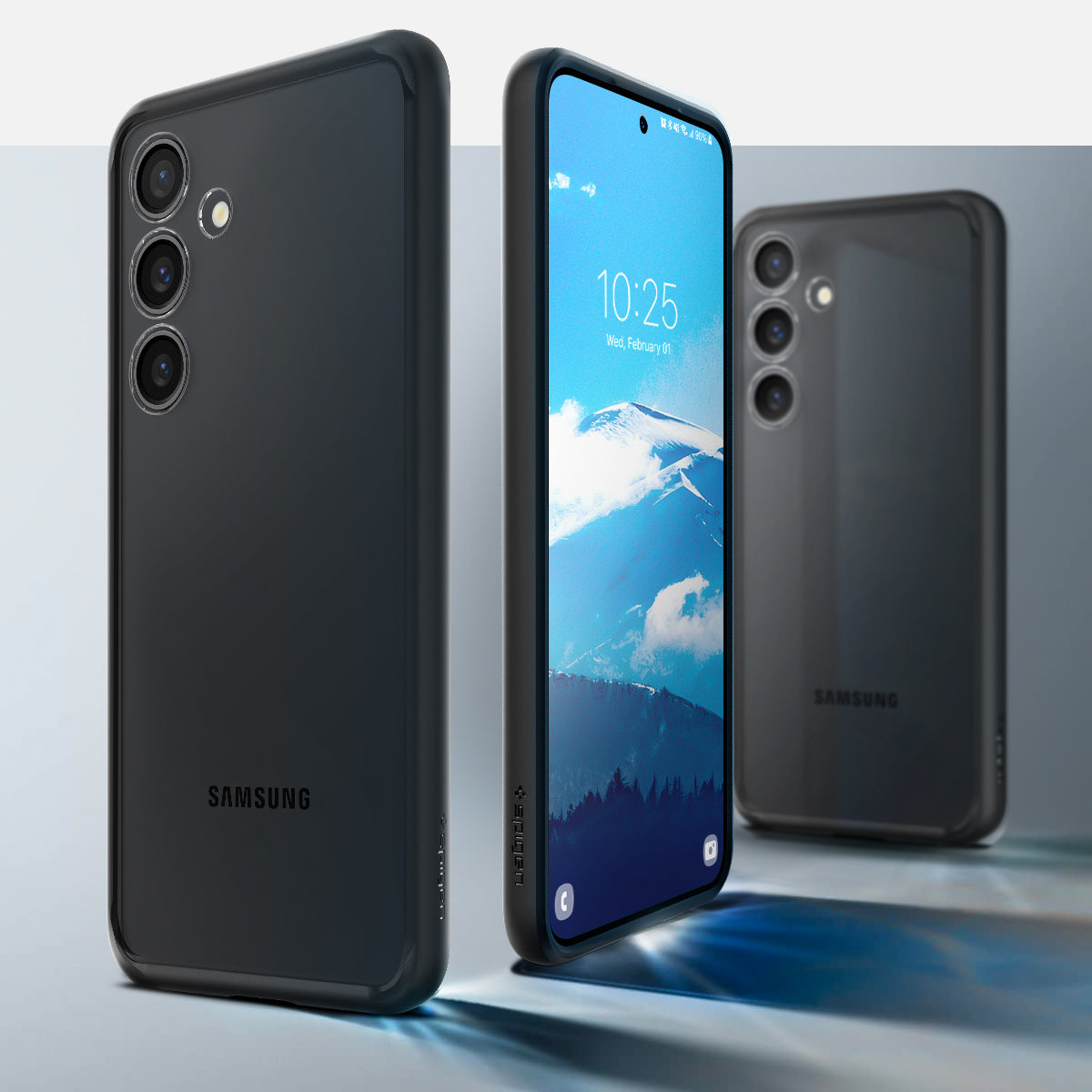 Schutzhülle für Galaxy S24, Spigen Ultra Hybrid, Transparent-Schwarz