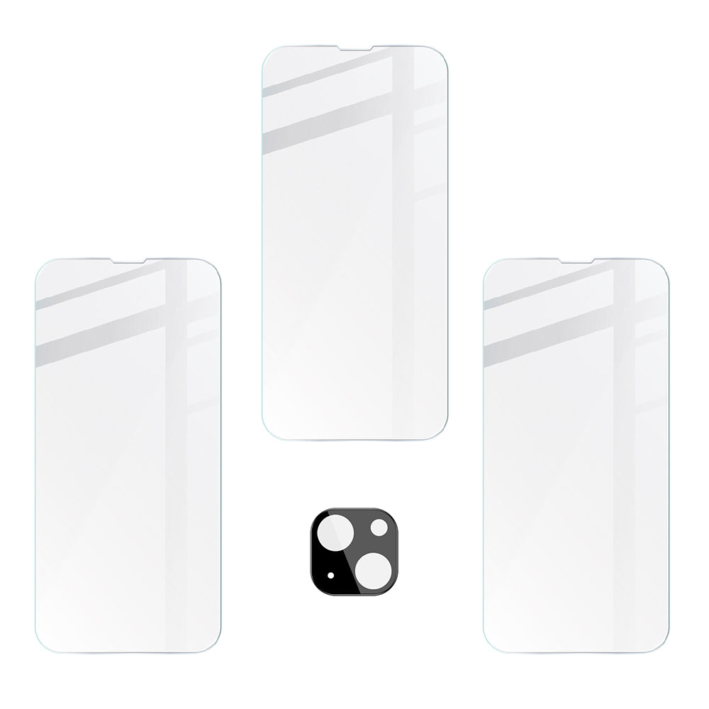 Gehärtetes Glas - 3 Stück + Kameraschutz, iPhone 14, Bizon Glass Clear Pack