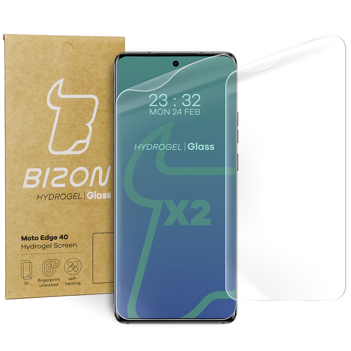 Hydrogel Folie für den Bildschirm Bizon Film Hydrogel Front Duo für Motorola Edge 40, 2 Stück