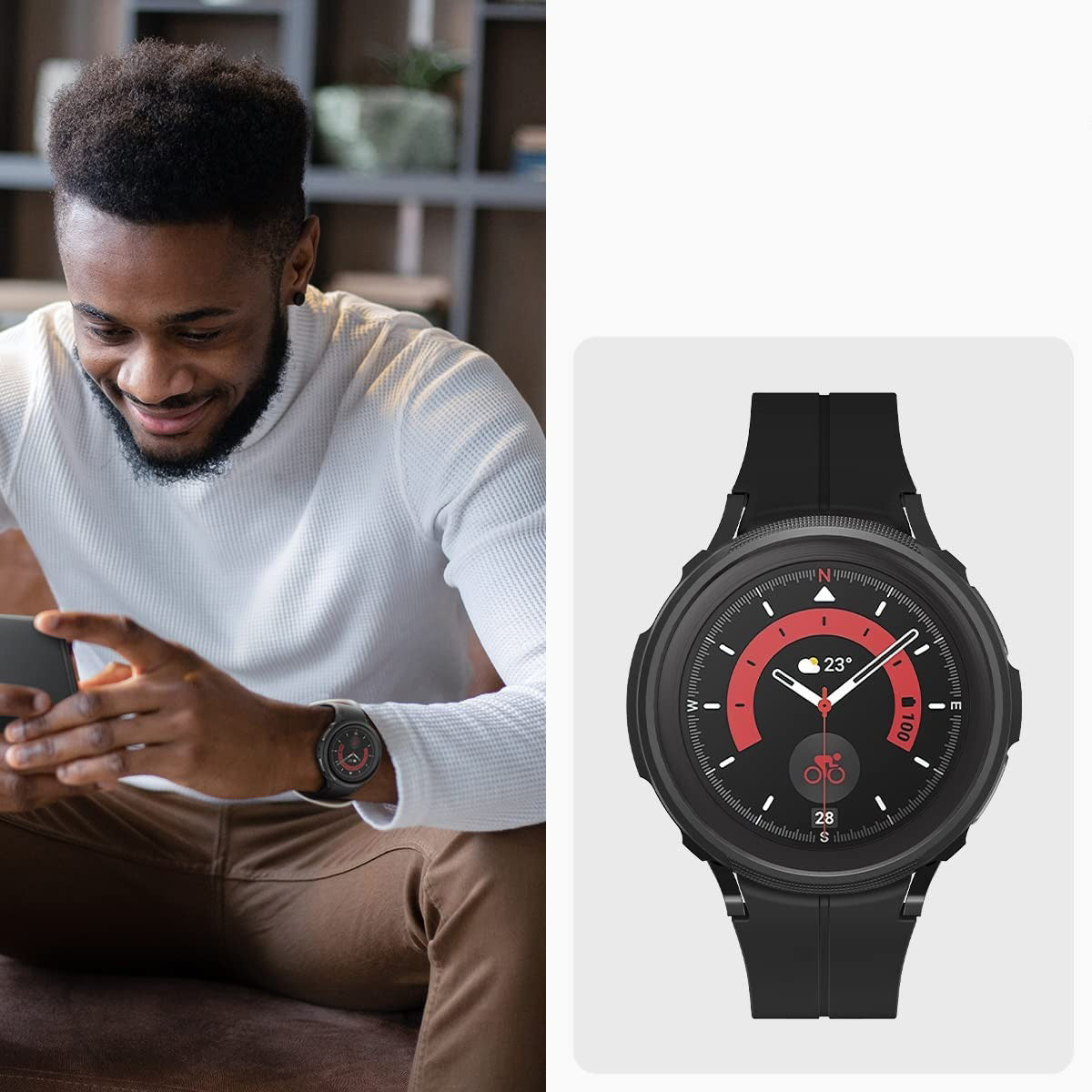 Schutzhülle Spigen Liquid Air für Galaxy Watch 5 Pro 45mm, Schwarz