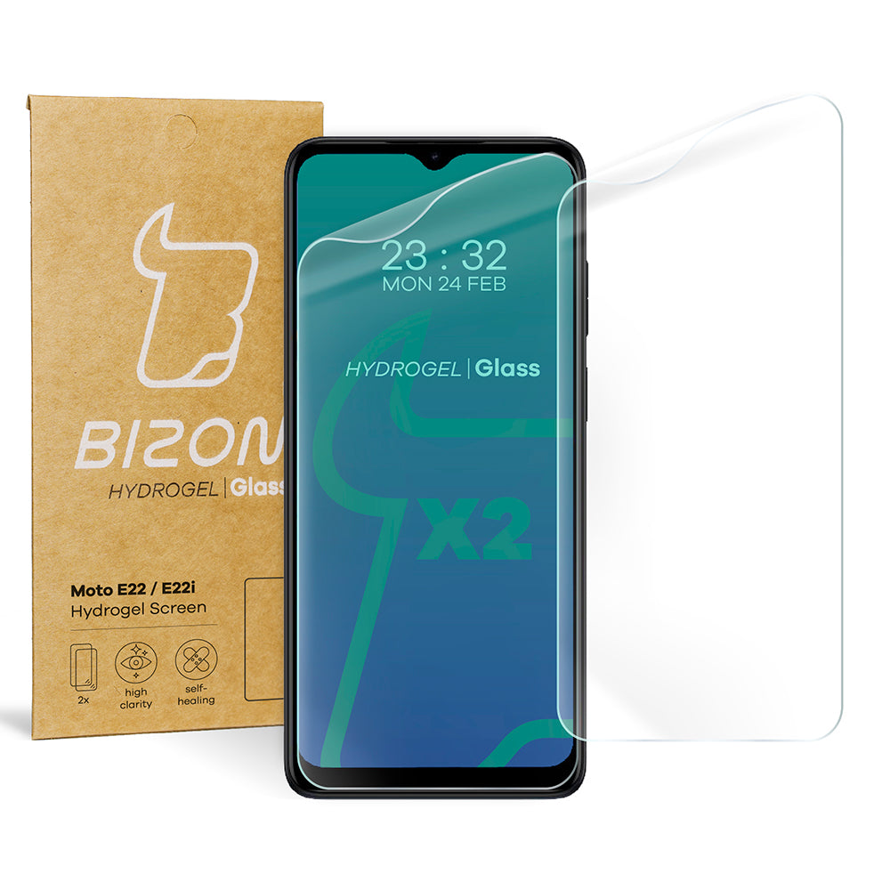 Hydrogel Folie für den Bildschirm Bizon Film Hydrogel Front Duo für Motorola Moto E22 / E22i, 2 Stück