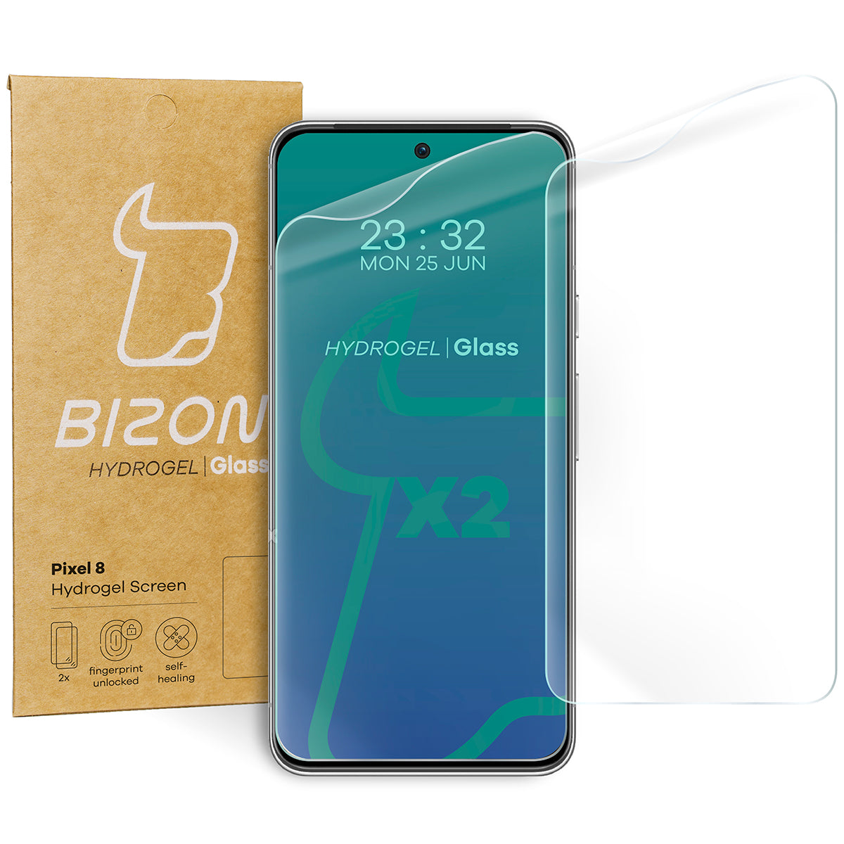 Hydrogel Folie für den Bildschirm Bizon Film Hydrogel Front Duo für Pixel 8, 2 Stück