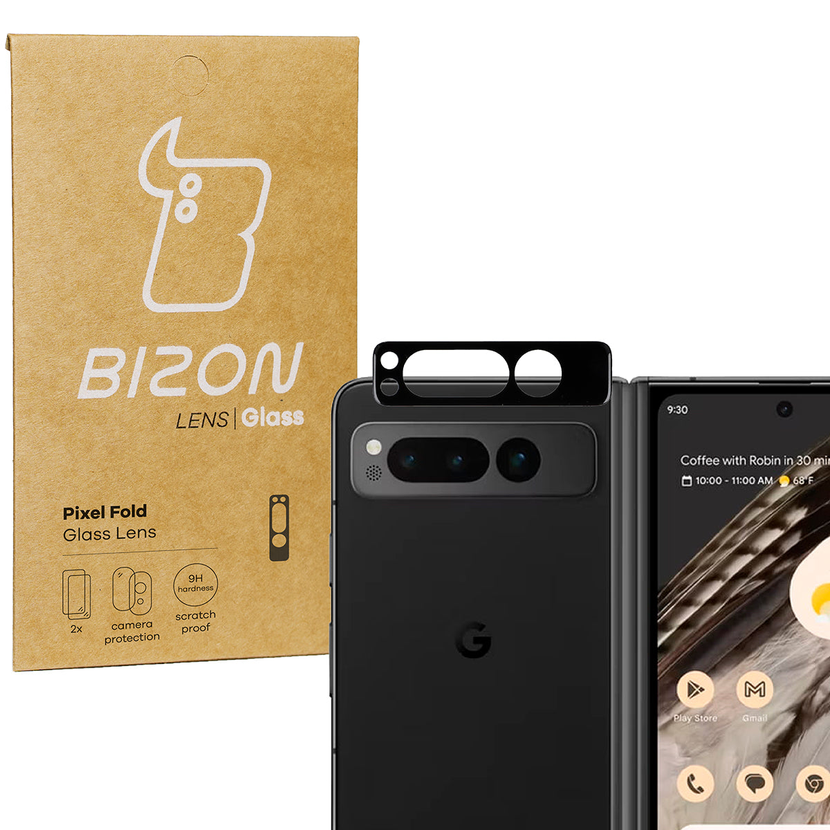 Gehärtetes Glas für die Kamera Bizon Glass Silk Lens für Google Pixel Fold, 2 Stück