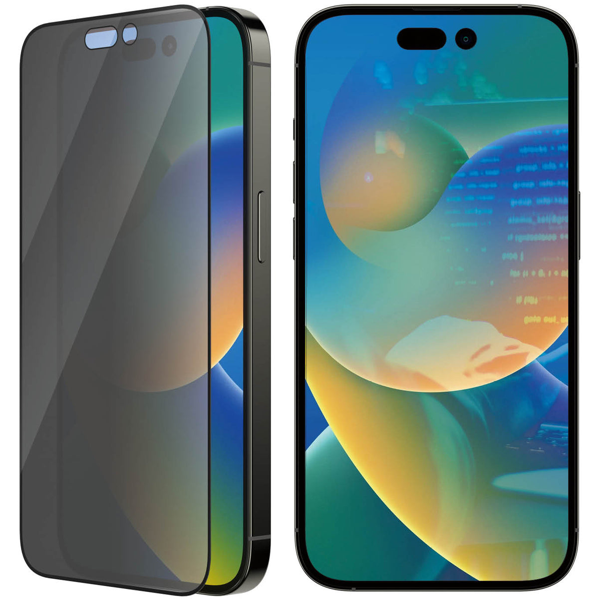 Gehärtetes Glas für das gesamte Display PanzerGlass Ultra-Wide Fit Privacy + EasyAligner für iPhone 14 Pro, Getönte mit schwarzer Rahmen