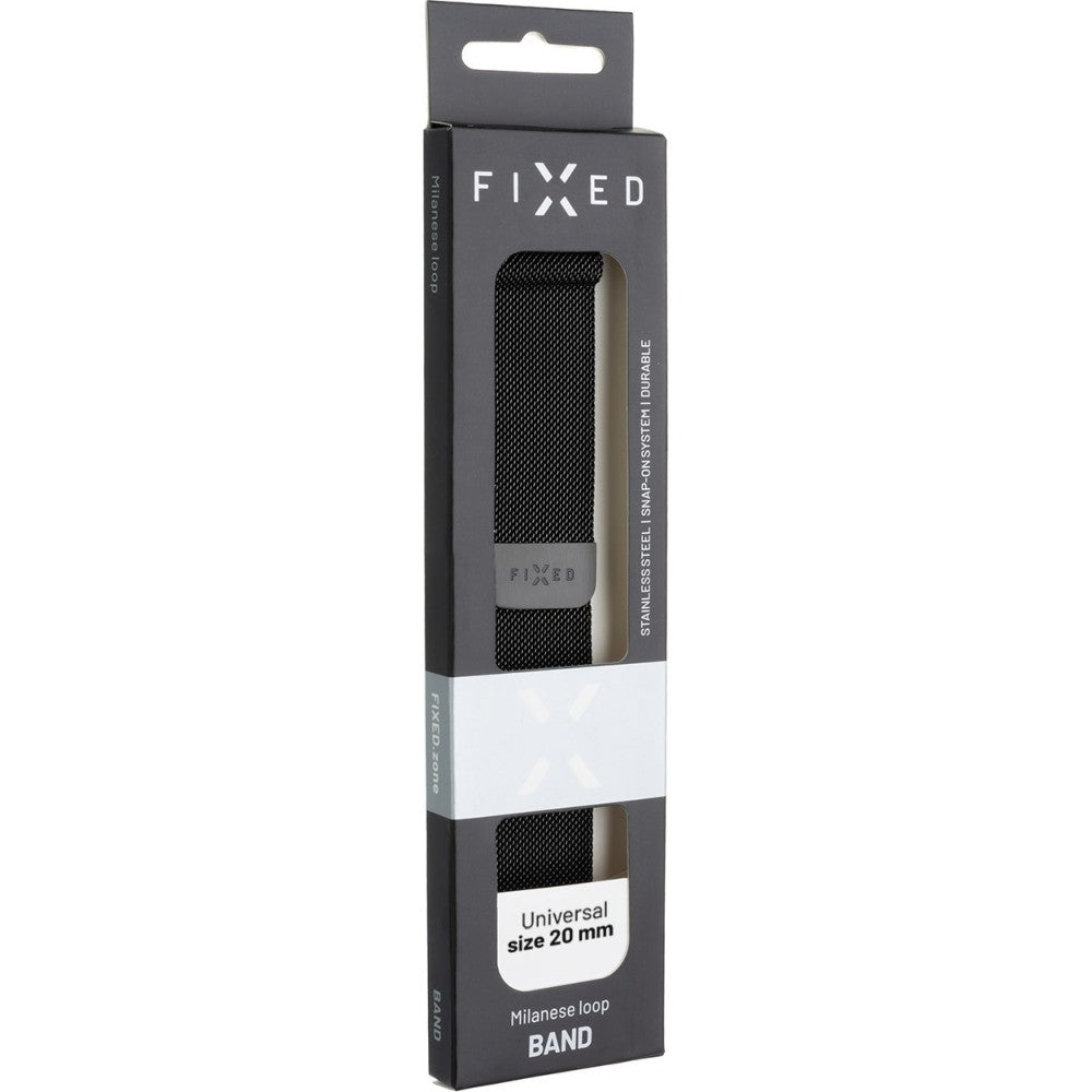Armband für Smartwatch, Fixed Mesh Strap 20 mm, Schwarz