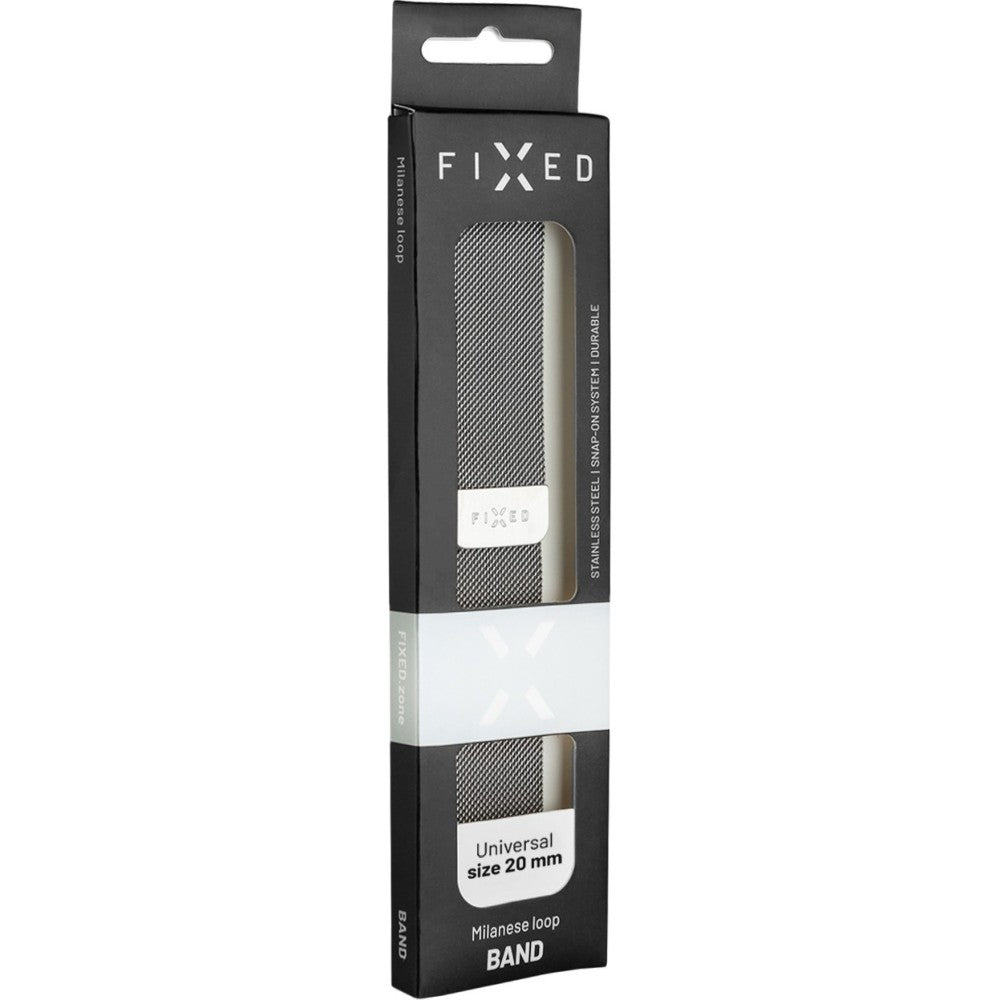 Armband für Smartwatch, Fixed Mesh Strap 20 mm, Silbern