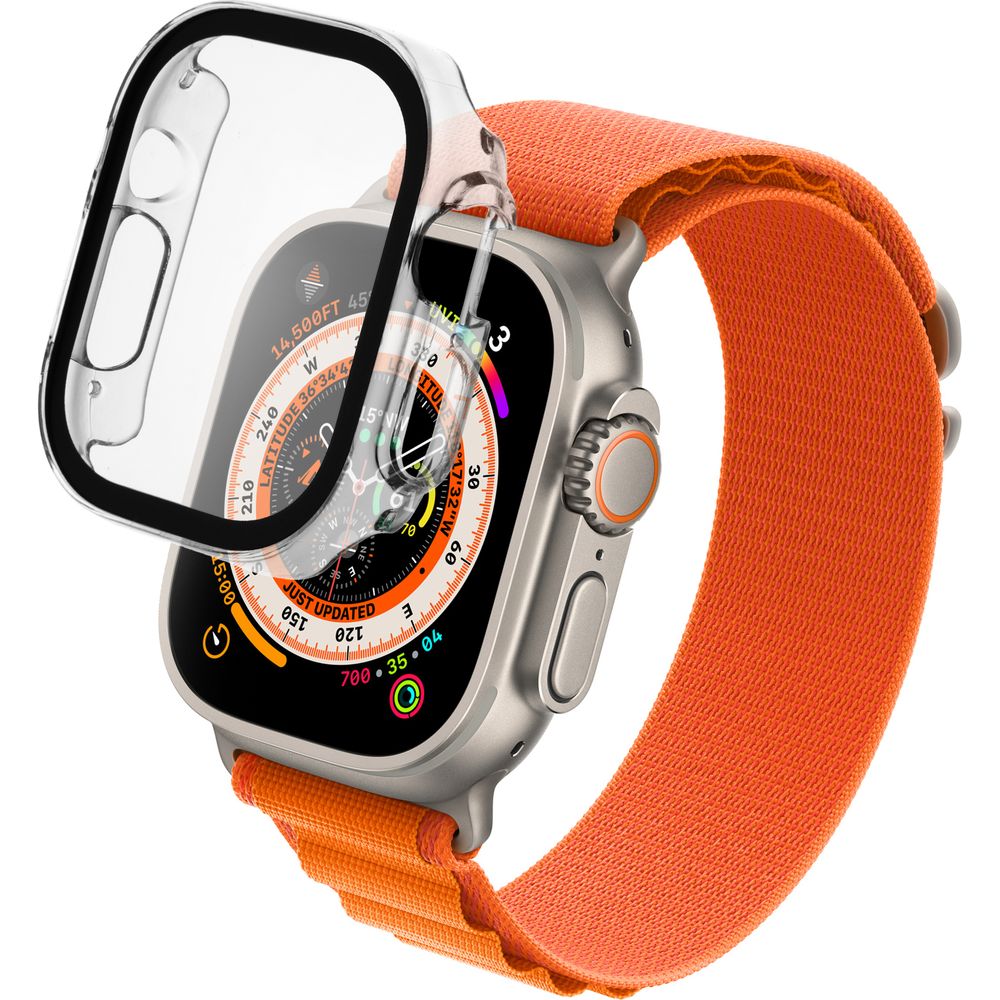 Schutzhülle mit Displayschutz Fixed Pure für Apple Watch Ultra 4/3/2/1 49 mm, Transparent