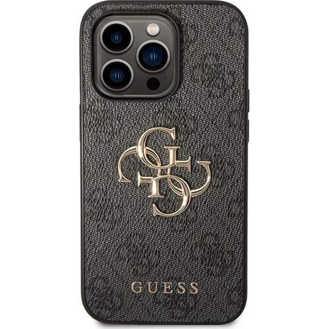 Schutzhülle für iPhone 15 Pro, Guess 4G Big Metal Logo, Grau