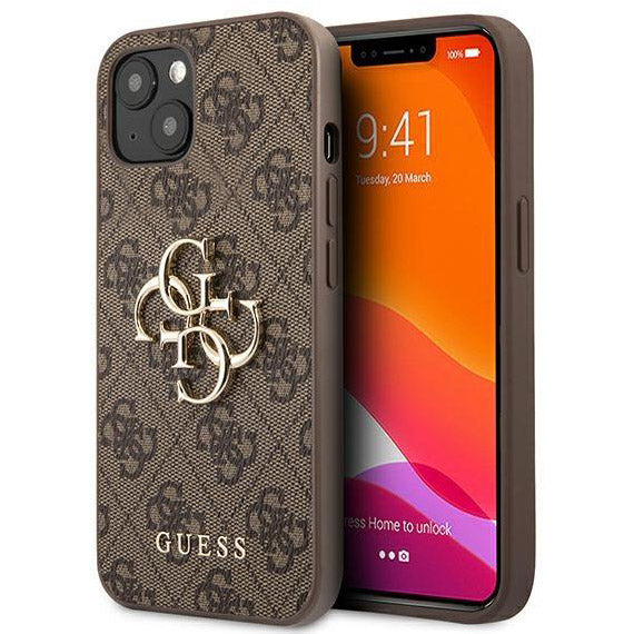 Schutzhülle Guess 4G Big Metal Logo für iPhone 13, Braun